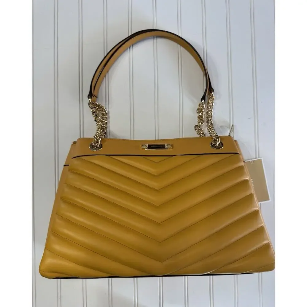 NWT Michael Kors Whitney Medium Quilted Tote Bag Golden Yellow Gold MSRP $628 - Picture 1 of 6